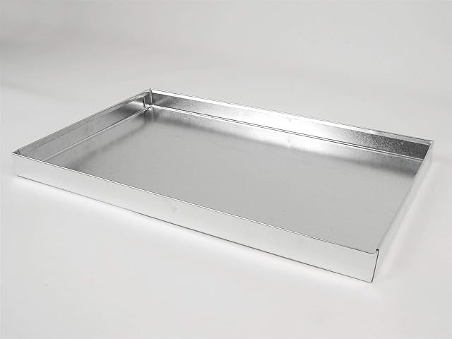 A large hot-dip galvanised ash pan measuring 50 by 35 centimetres and 4 centimetres deep