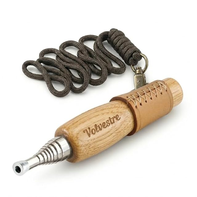 A stainless steel telescopic fire blowing tube with a wooden handle, extended to 51 centimetres