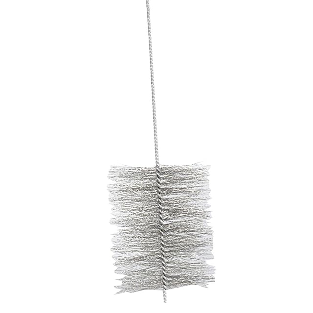 A twisted steel wire flue pipe brush 150 centimetres long with a 16 centimetre head