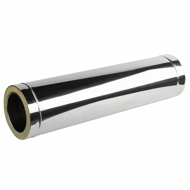 A 500 millimetre double-walled insulated stainless chimney element of 120 millimetres inside diameter