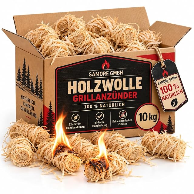 A 10 kg plastic-free pack of about eight hundred wood wool firelighters soaked in plant-based wax