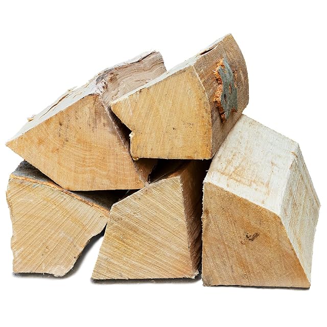 Split beech firewood logs with bark, approximately 25 cm long, packed in a plastic-free carton