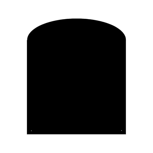 A large black segmental-arch steel floor plate for a stove, 120 by 100 centimetres