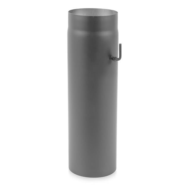 A cast grey 50 centimetre stove pipe of 150 millimetres with an integrated damper