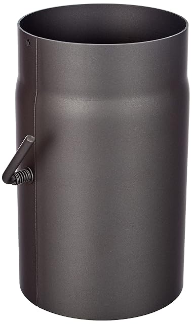 A cast grey 250 millimetre stove pipe section of 150 millimetres with a built-in damper handle