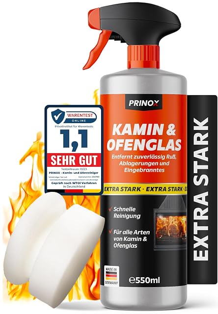 Prinox 550 millilitre spray bottle of stove glass cleaner with a trigger head