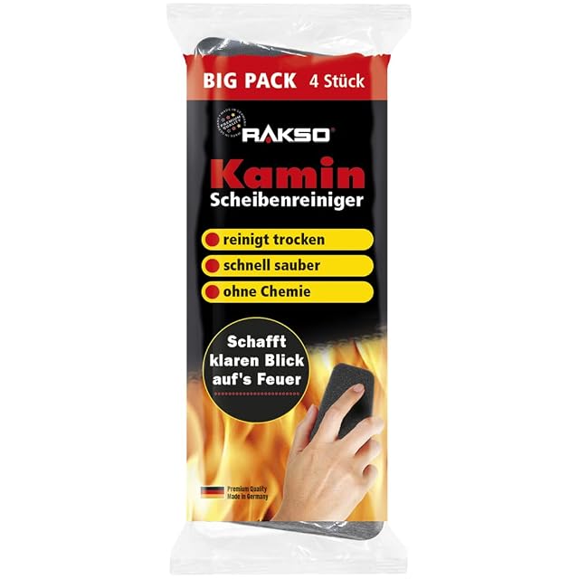 Four Rakso steel-wool pads for dry cleaning of stove and tiled-stove glass