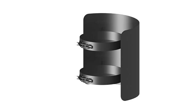 A black 250 millimetre stove pipe radiation shield with drawn push-fit ends