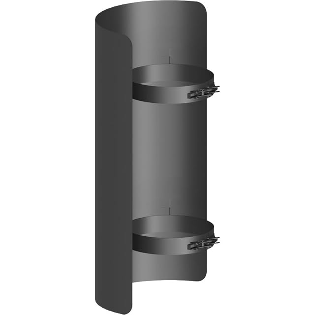 A black 50 centimetre radiation shield in 2 millimetre steel for a 150 millimetre stove pipe