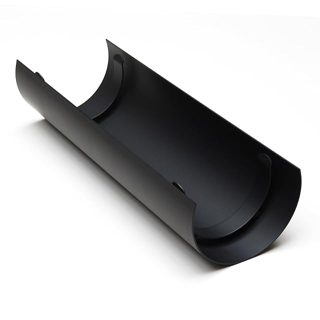 A black 460 millimetre thermal shield in 2 millimetre steel for a 150 millimetre flue pipe