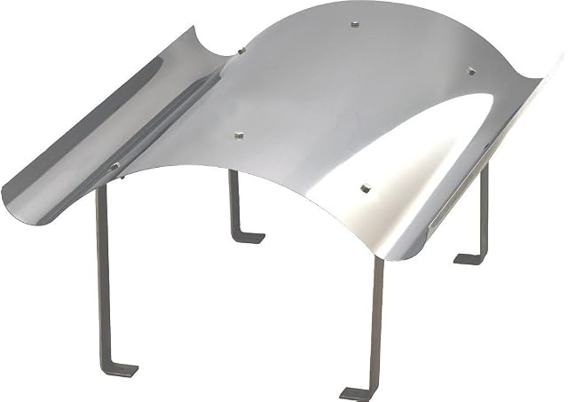 A stainless steel chimney cover of 600 by 600 millimetres on two stainless support brackets
