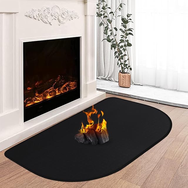 A thin black foldable spark protection mat of silicone-coated glass fibre, 80 by 50 centimetres