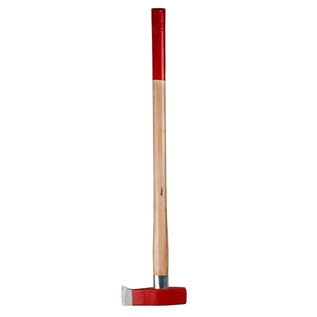 Dema splitting maul with a hardened steel head, a handle guard collar and a hickory shaft