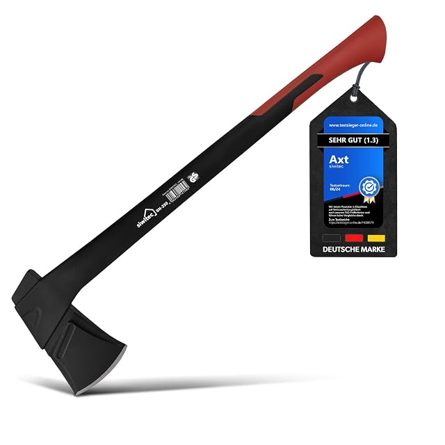 siwitec splitting maul with a black drop-forged head and a glass-fibre reinforced nylon handle