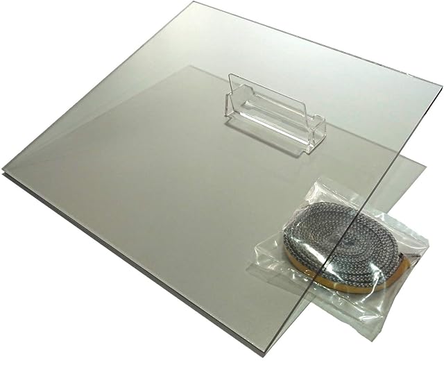 A 5 millimetre thick 320 by 320 Schott ceramic stove pane supplied with its glass seal