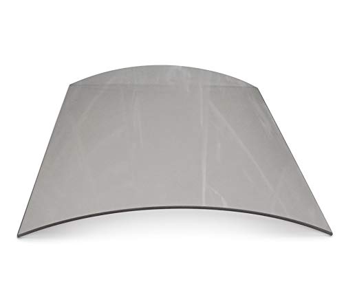 A curved glass ceramic viewing pane measuring 448 by 395 millimetres for a Hark 34 stove door