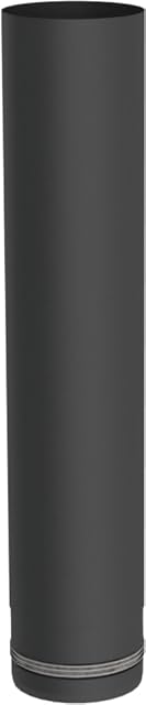 A black 500 millimetre stainless pellet stove pipe of 80 millimetres with an internal seal