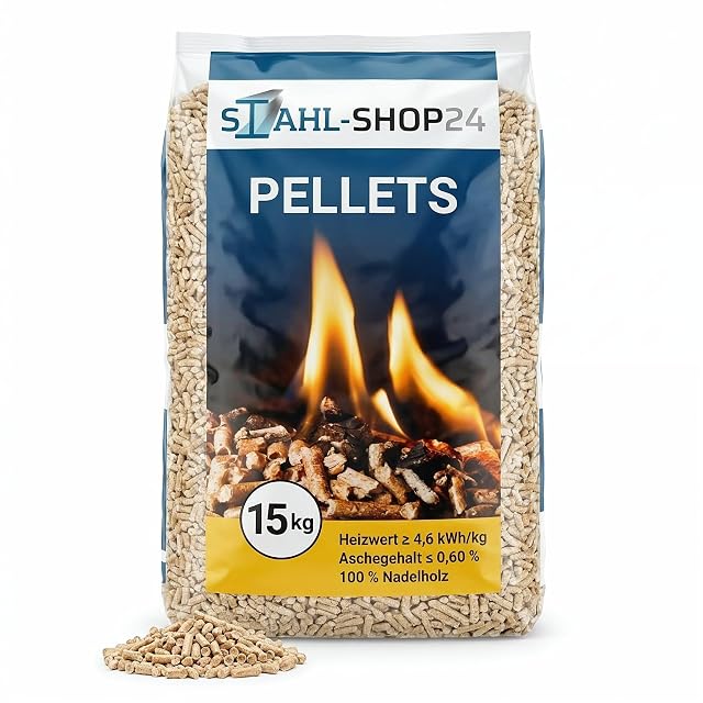 A 15 kg sack of 6 mm ENplus A1 softwood heating pellets